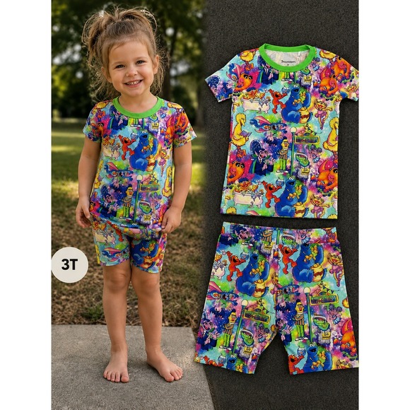 ShowStoppers Other - Showstoppers Bamboo Toddler Pajama Set Colorful Character Print Boys Girls 3T